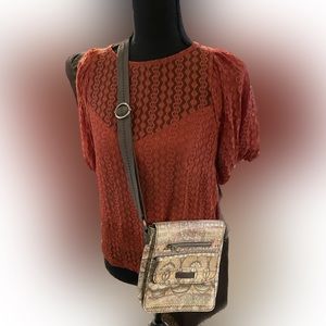 Sakroots Pastel One World Pattern Crossbody Handbag Purse used good condition